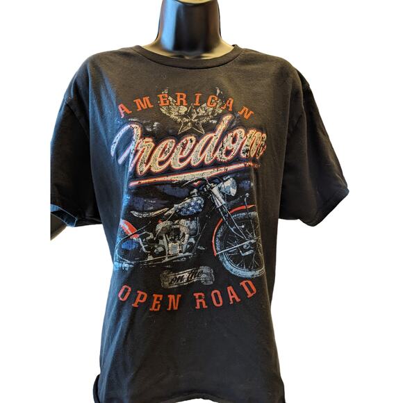 Vintage American Freedom On The Open Road Celebrate Patriotic Womens XL Biker - Picture 11 of 12